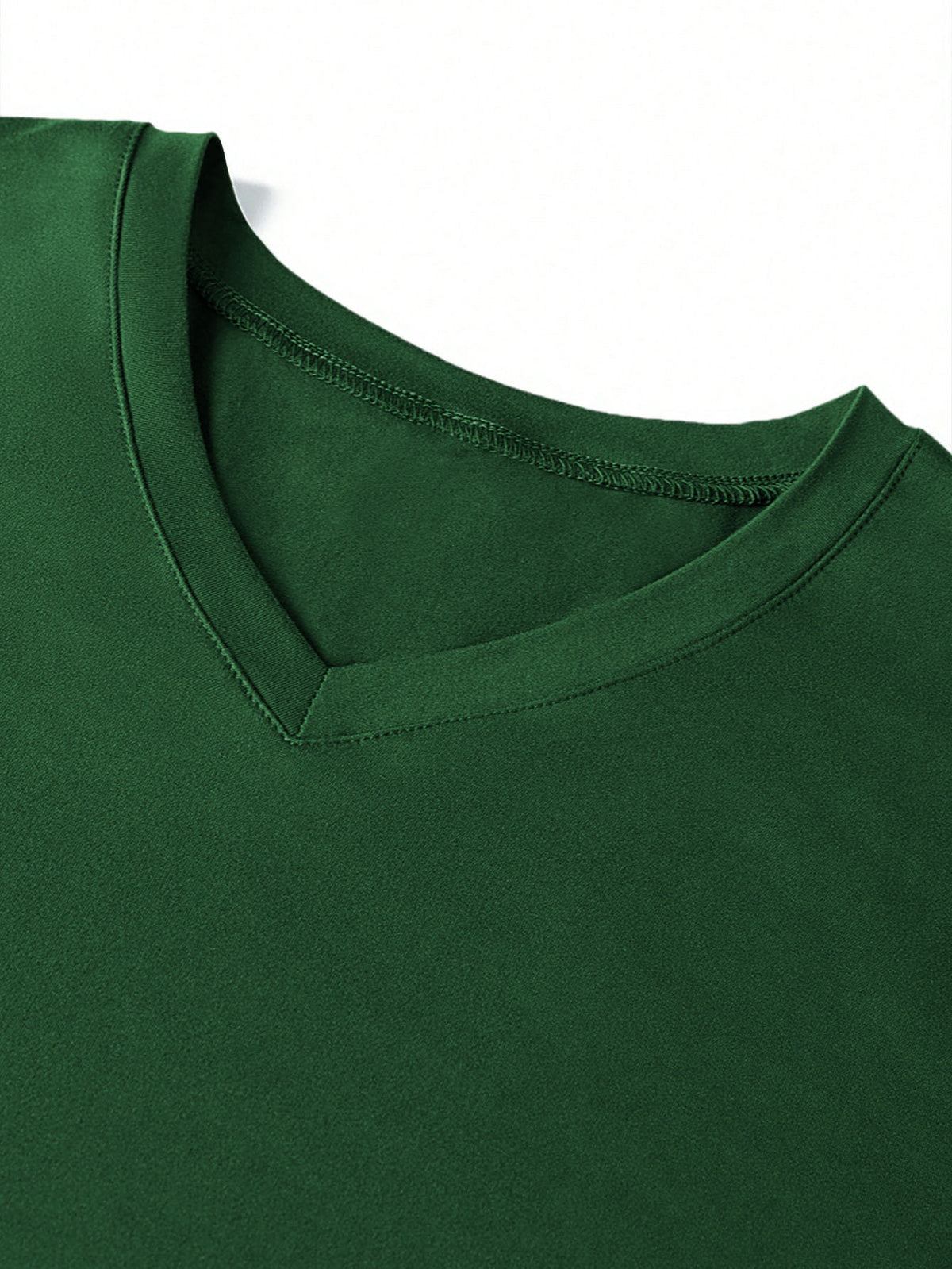 180g 100% Men's V-Neck T-Shirt, Solid Color Short Sleeve Top, Casual Base Layer, "MODA GENTS" Brand, Men's All-Season Daily Wear, Father's Day Gift, Back-to-School Season, Dates & Dinner Parties, Designed Clothing - Green