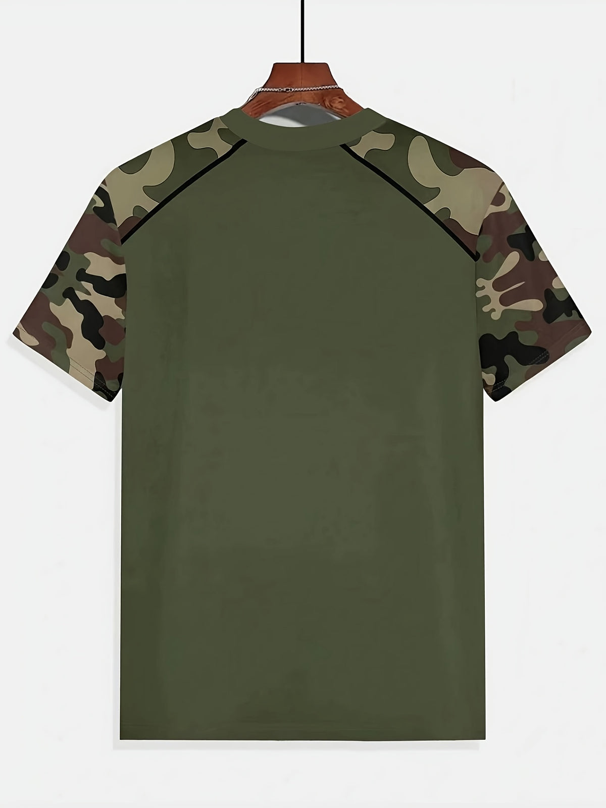 Men'S Spliced Camo Panther Logo Short Sleeve T-Shirt, Easy Breathable Crew Neck Top, Great Gift for Outdoor Workout Fitness Daily Sports Wear - Olive Green