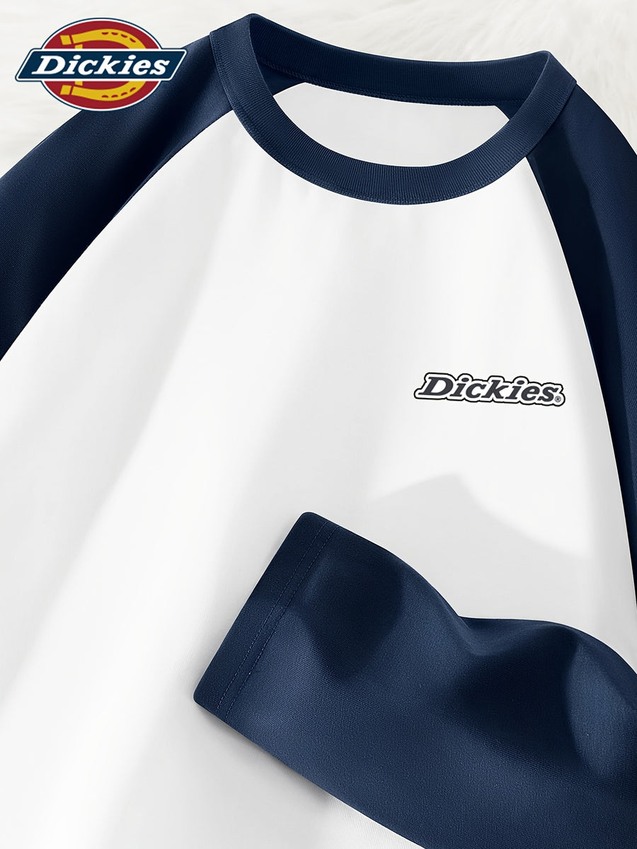 Dickies 2026 New Style Long Sleeve T-Shirt Men'S Spring Trendy American Retro Color-Block Raglan Sleeve Design Pure Tee Men'S All-Color Raglan Round Neck Long T - Navy Color