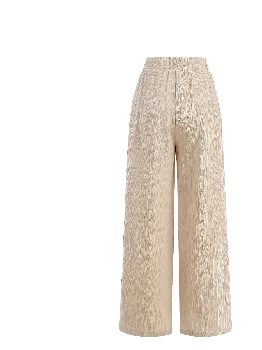 Summer High-Waisted Wide-Leg Pants for Women, High-Quality Draped Loose Straight-Leg Trousers, Casual Pants, Thin Style + Talan - Apricot