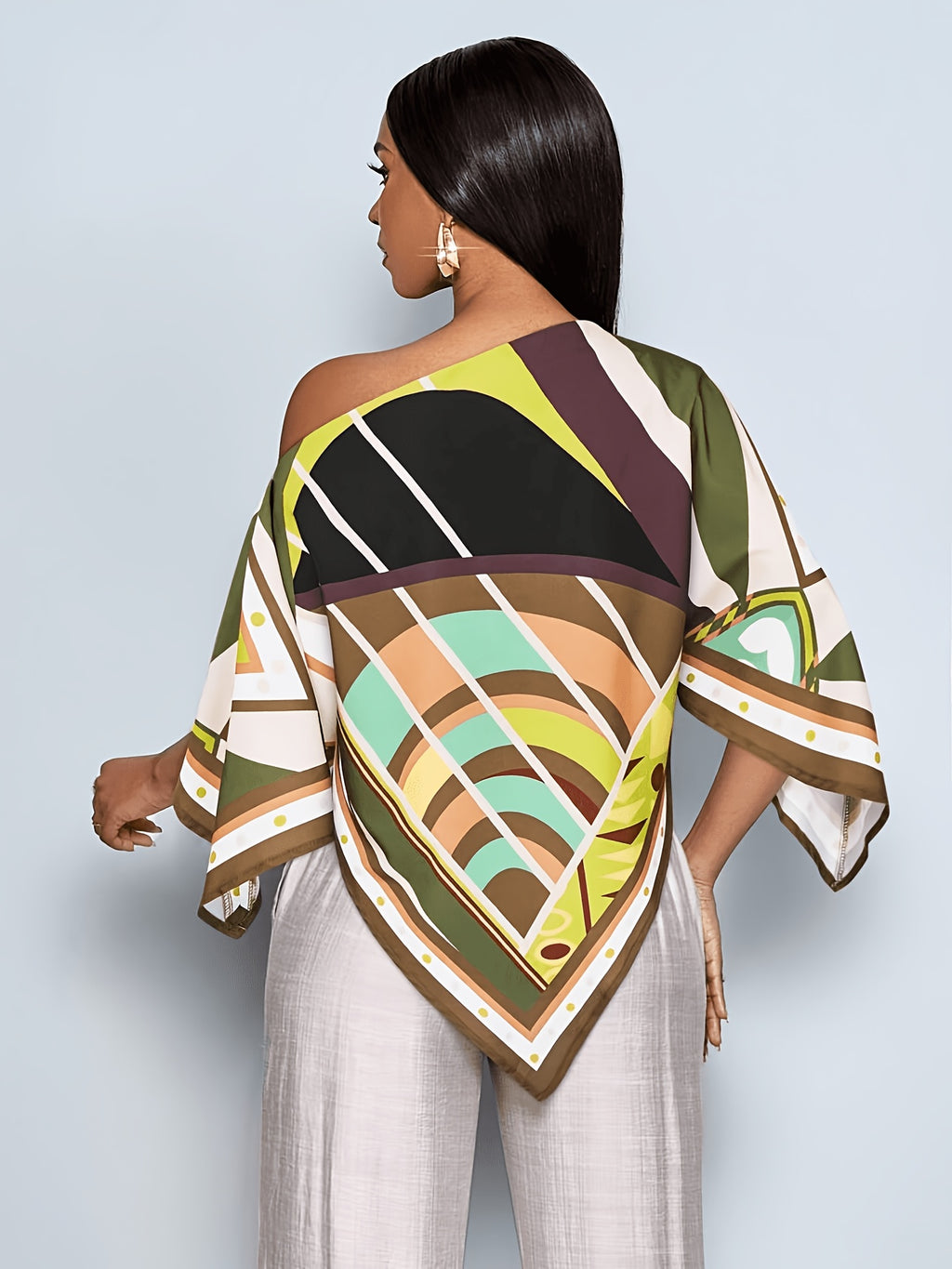 Women'S Summer Elegant Off-Shoulder Top Bohemian Asymmetrical Shirt Summer Vacation Wear - Mixed colors