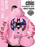Men'S Batman Hooded Sweatshirt, Cool Graphic Print with Hero And Villain Characters, English Slogans And Sleeve Graffiti, Classic Meets American Dark Streetwear, Fall/Winter Comfortable Long Sleeve, Trendy Street Style for Men - Pink Color