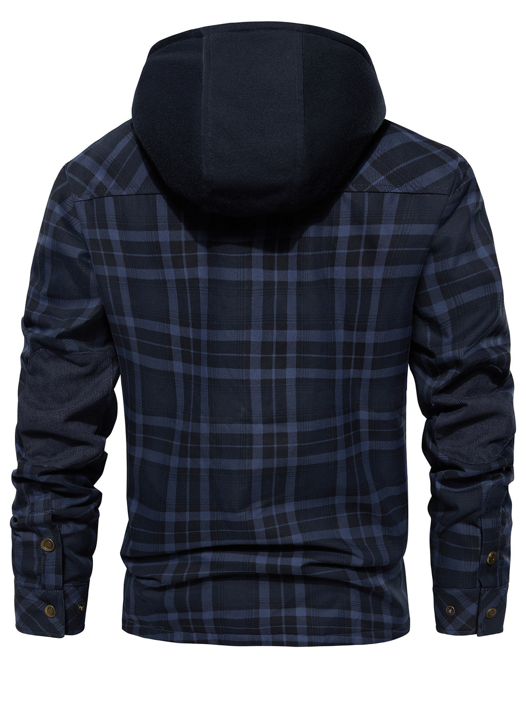 Men's Casual Hooded Two-Tone Plaid Jacket in US Sizes - Blue
