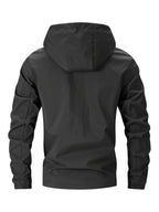 Men'S New Jacket for Spring And Autumn, Casual Sports Outdoor Zippered Pockets, with a Hood Design - Black