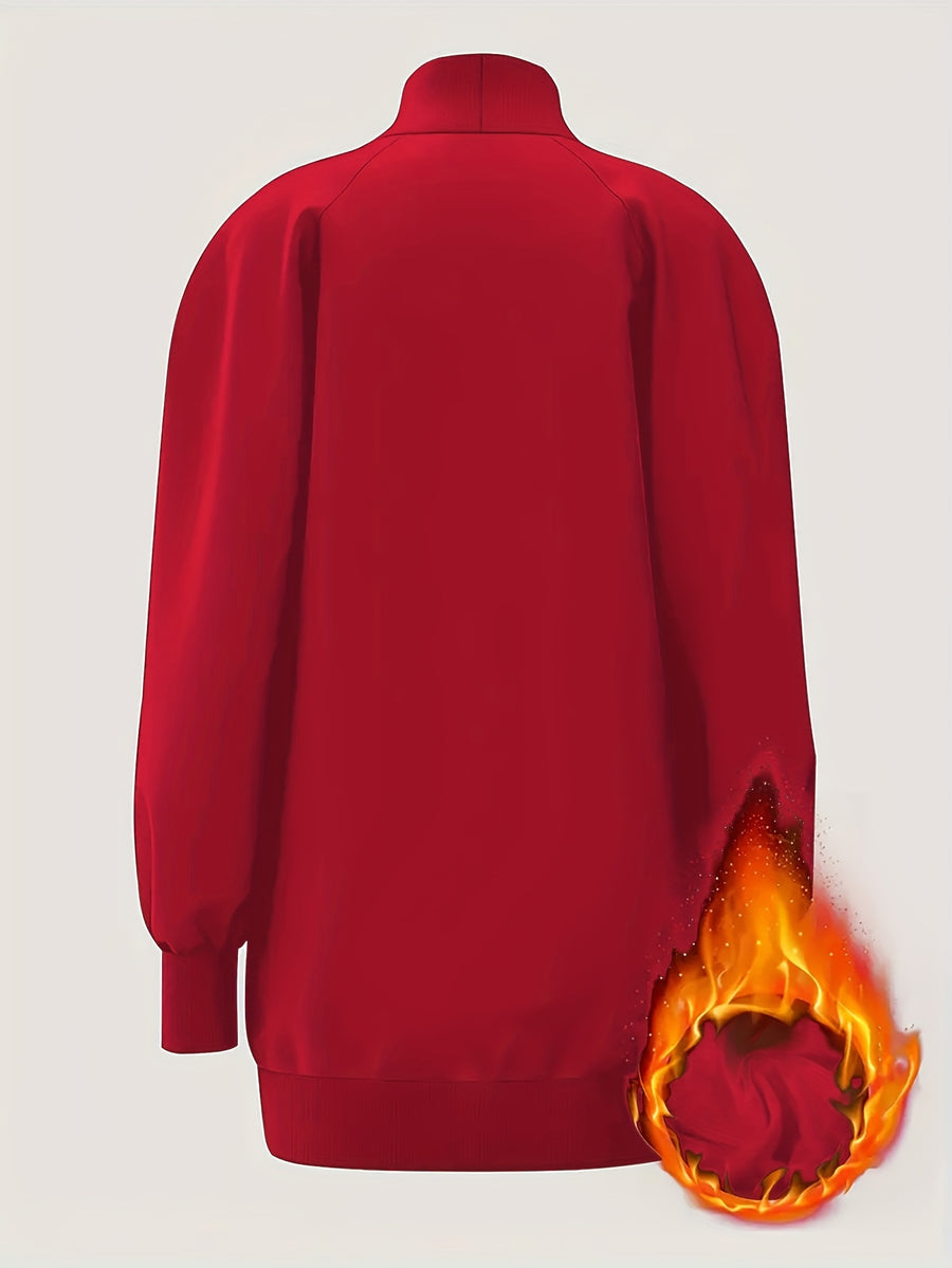 Women'S Elegant Turtleneck Sweater, Fall Winter Casual Fashion Sweatshirt, Printed with MLANO Design, Comfortable Fabric Loose Fit Long Sleeve Dress Top - Red