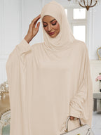 1pc Elegant And Fashionable Hooded One-Piece Abaya Été Abaya Femme Women Abaya Muslim Dress Robe Été Abaya Femme Prayer Jilbab - Apricot
