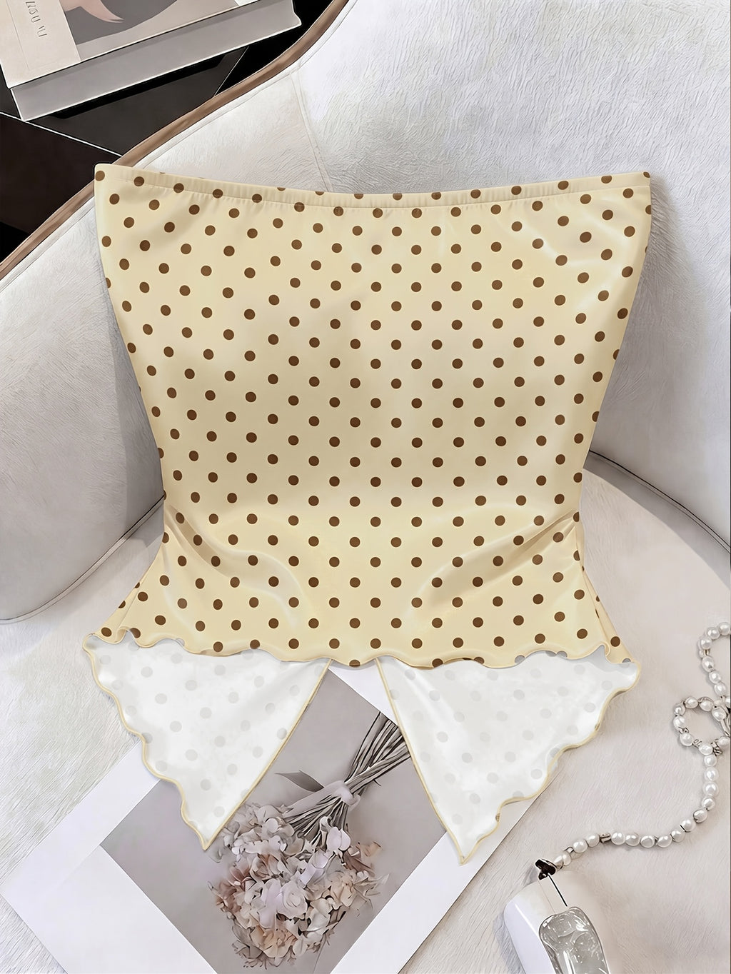 Women's New Vintage Fashion Casual Elegant French-Style Romantic Twist Knot Design Bandeau Vacation Top - Yellow