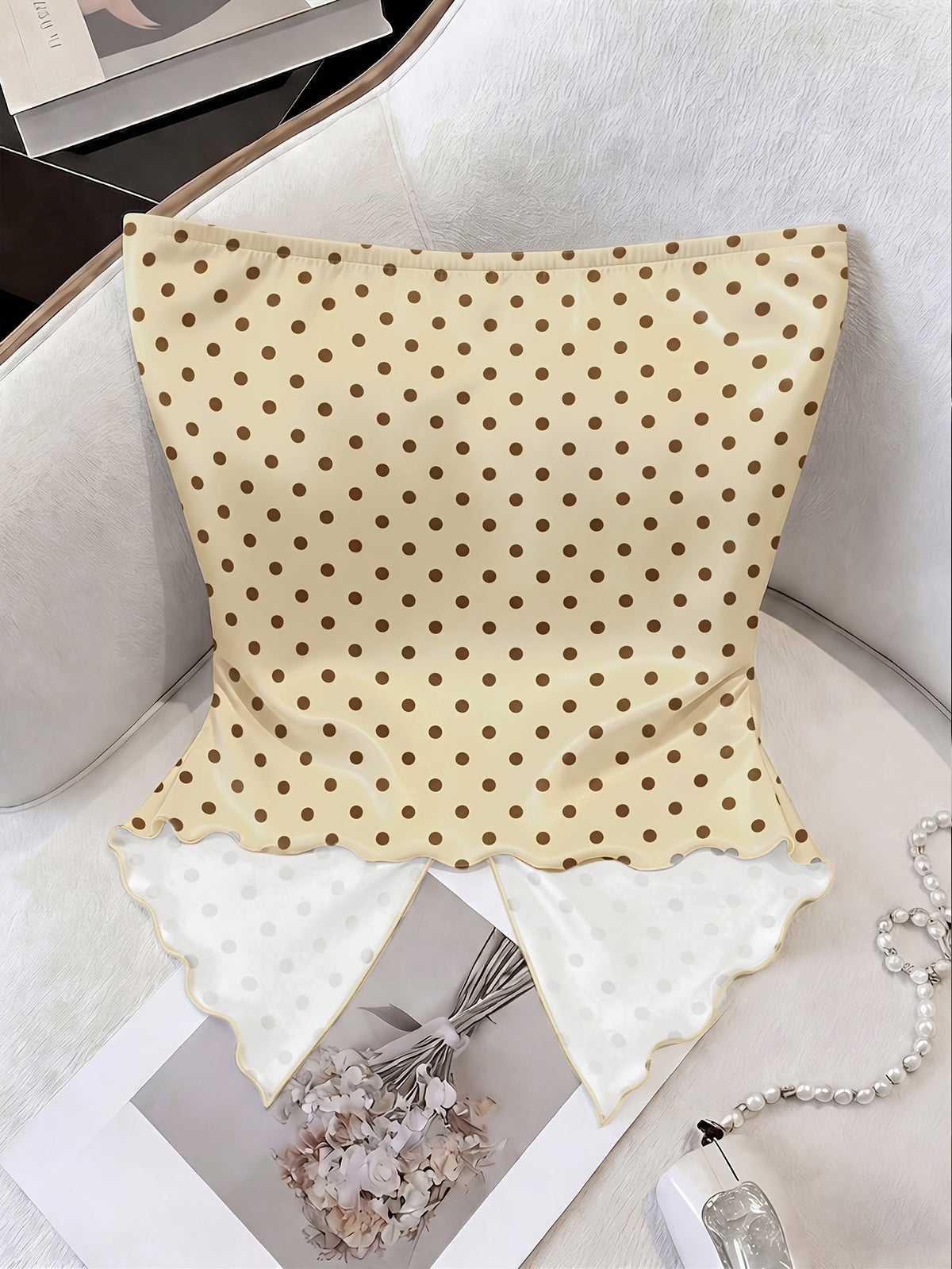 Women's New Vintage Fashion Casual Elegant French-Style Romantic Twist Knot Design Bandeau Vacation Top - Yellow