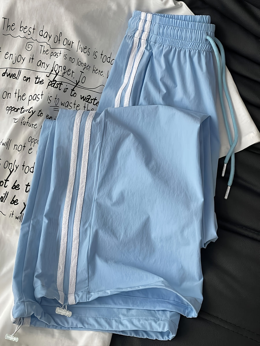 New High-Waisted Loose Ankle-Fit Quick-Dry Long Pants - Sky Blue