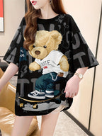 New Summer Fashion Plus-Size Women'S Loose-Fitting Mid-Length Cartoon Short-Sleeve T-Shirt - K172-B