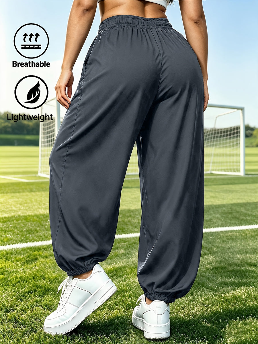 Women'S Quick-Dry Athletic Ankle-Cinching Trousers, Comfortable Breathable Trendy Fashion Versatile Thin Casual Pants - Grey