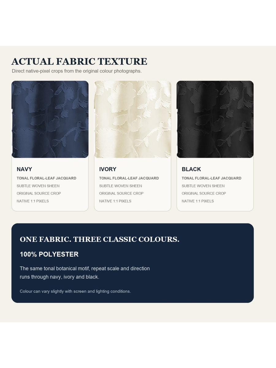 Men's 3pcs Botanical Floral Jacquard Short-Sleeve Shirt Set - Navy Blue, Ivory White, and Black, 100% Polyester, for Summer Beach Vacation Travel - Navy Blue + Ivory White + Black
