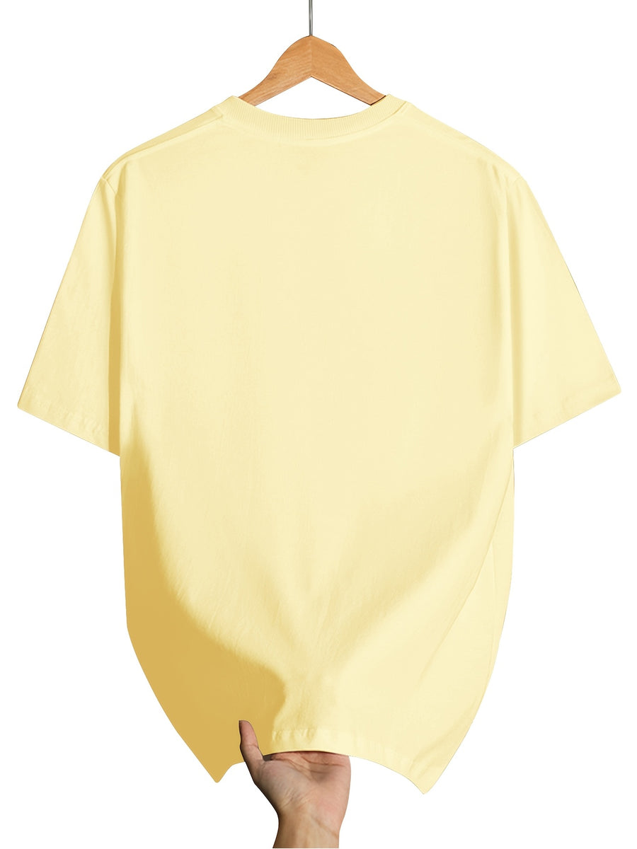 Minimalist Light Luxury Style Line Airplane White Label Print Casual Business Men'S T-Shirt, Daily Commute - Apricot