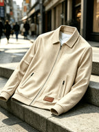 Men'S Fashion Waffle Collar Long Sleeve Open Front Cardigan Sweater Jacket - Khaki