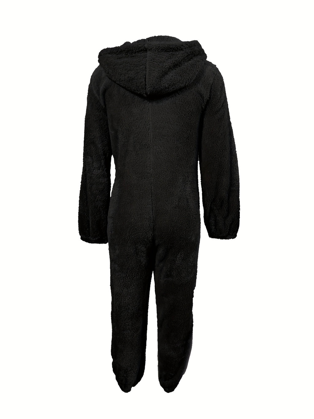 New Autumn/Winter Women's Solid Color Fashionable Warm Double-Sided Jumpsuit, Casual and Versatile Commuter Romper for Women - Black 2