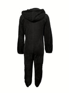 New Autumn/Winter Women's Solid Color Fashionable Warm Double-Sided Jumpsuit, Casual and Versatile Commuter Romper for Women - Black 2