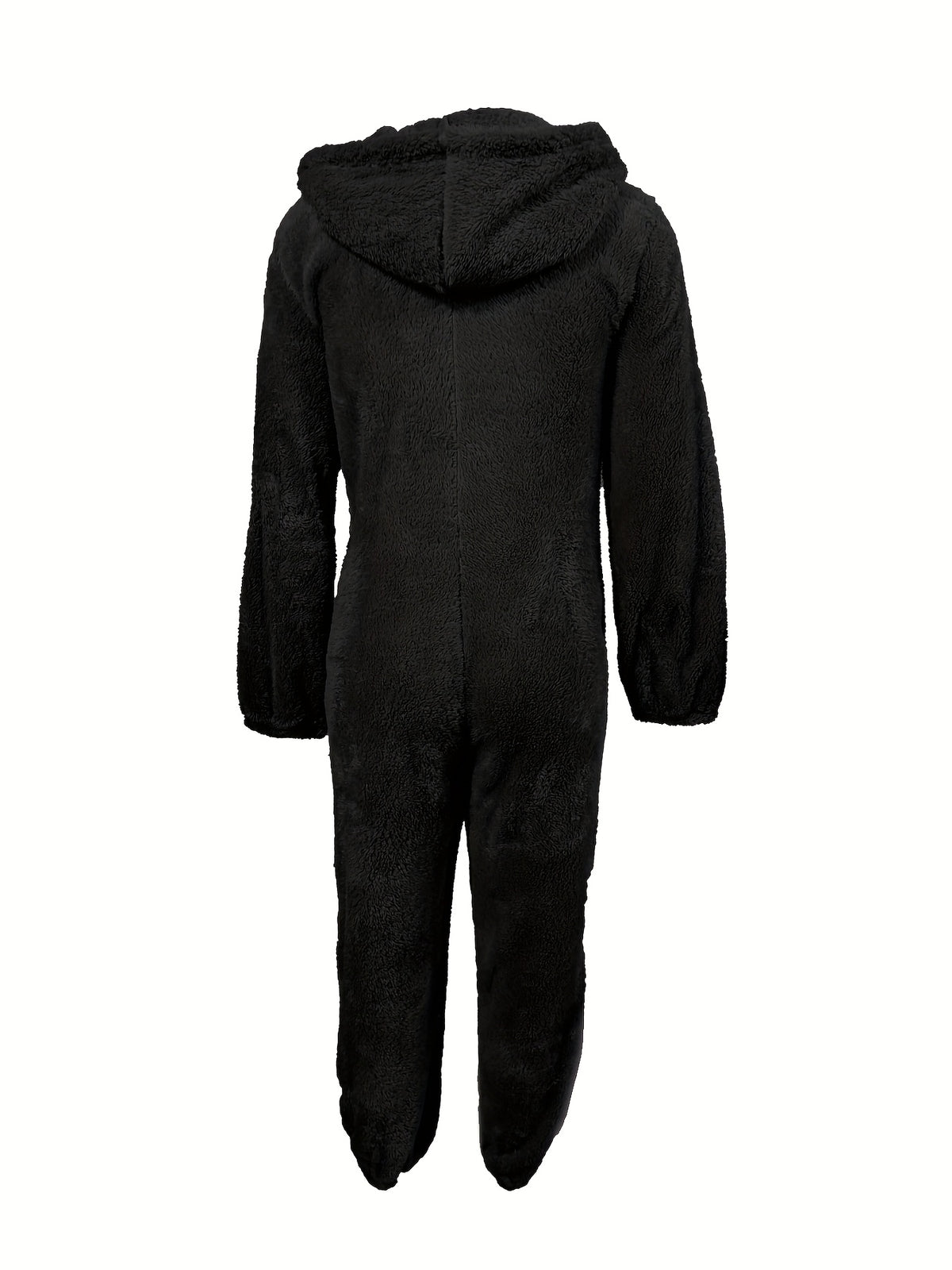 New Autumn/Winter Women's Solid Color Fashionable Warm Double-Sided Jumpsuit, Casual and Versatile Commuter Romper for Women - Black 2