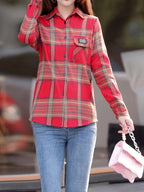 Spring And Autumn Fashion Fleece Shirt - Red