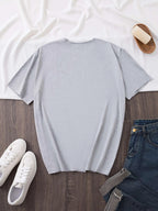Spring And Summer Trendy Butterfly Print Women'S Casual Fashion Round Neck Short Sleeve T-Shirt, a Stylish Top for - Light Grey