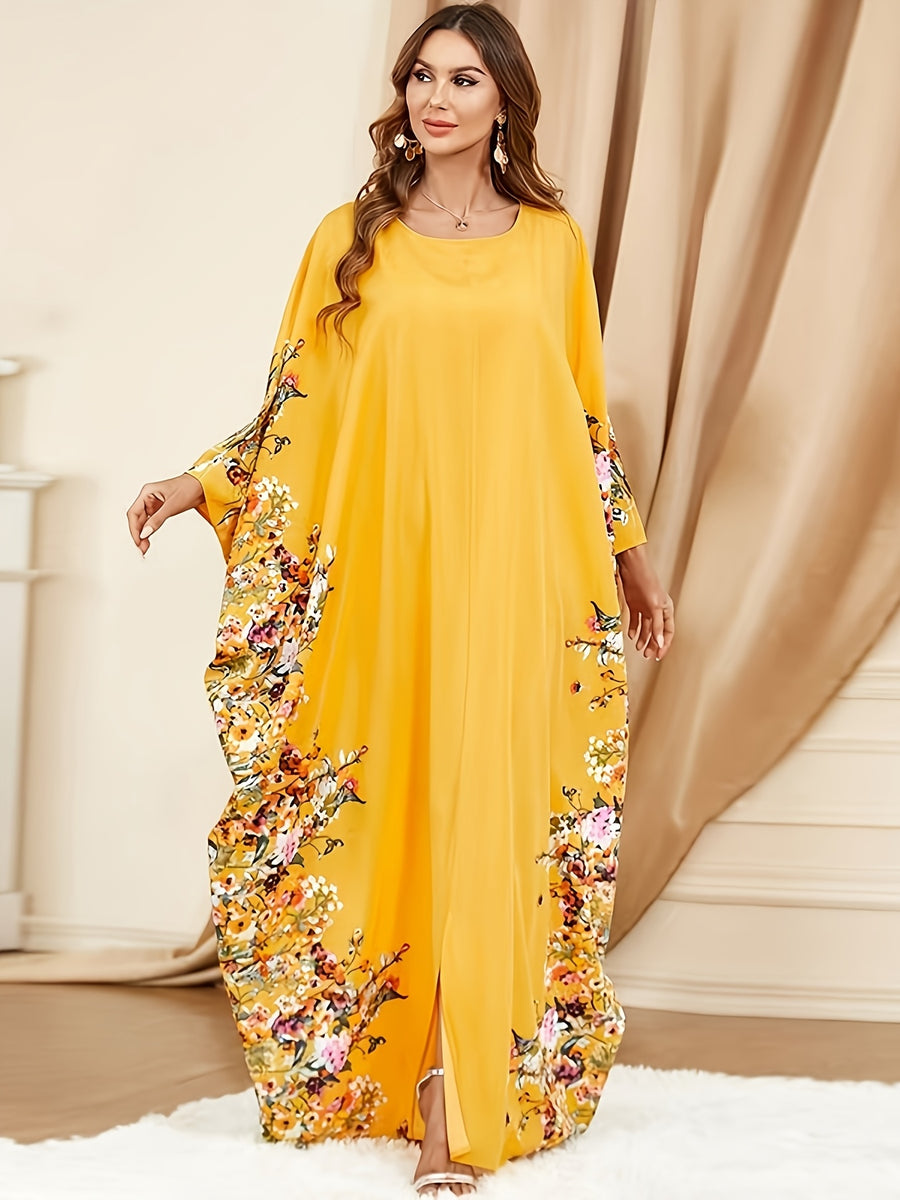 Batwing Sleeve Women's Dress - Golden