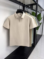 Minimalist Urban Short Sleeve Polo Shirt Breathable Daily Commute - Camel