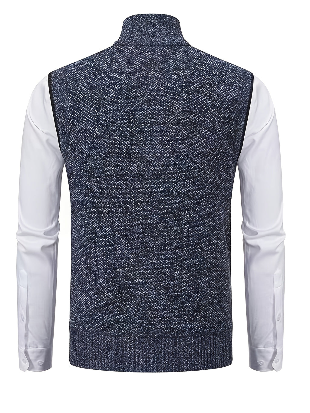 2pcs Spring/Autumn Style Sweater Knit Vest Zipper Cardigan with Real Pockets, Solid Color, Unisex Vest - E7015H+L
