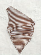 Off-The-Shoulder Striped Temperament Women'S Top - Brown And White