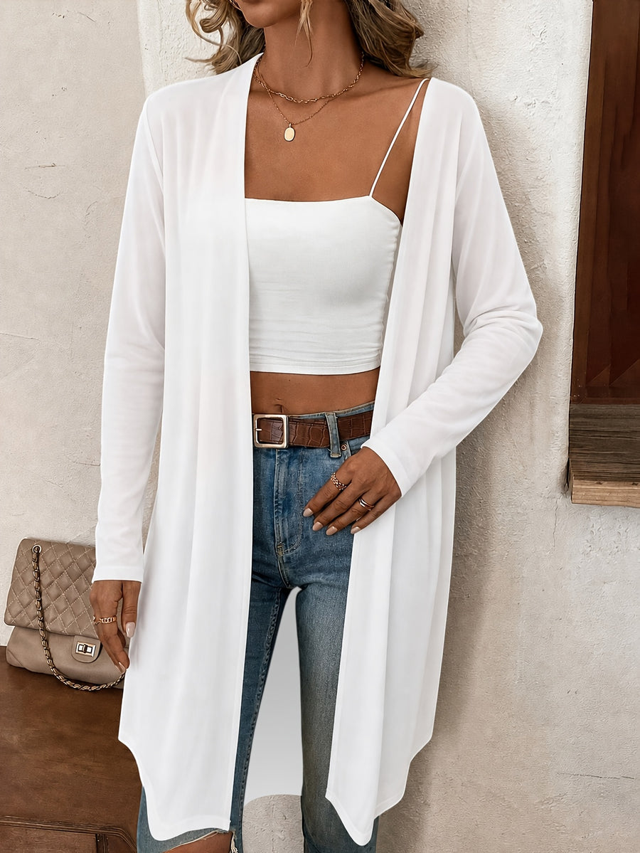 Cardigan Mid-Length Spring Summer Autumn Top Women'S Casual Versatile Elegant Party Holiday Festive Jacket - White 1