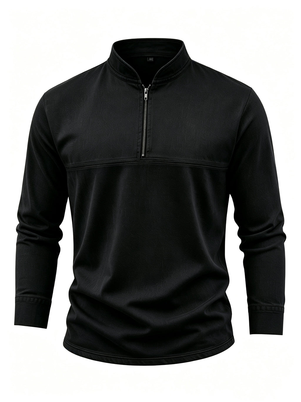 Men's Linen Long Sleeve Henley Shirt Stand Collar Loose Polo Shirt Men's Linen Zipper Casual Shirt - Black