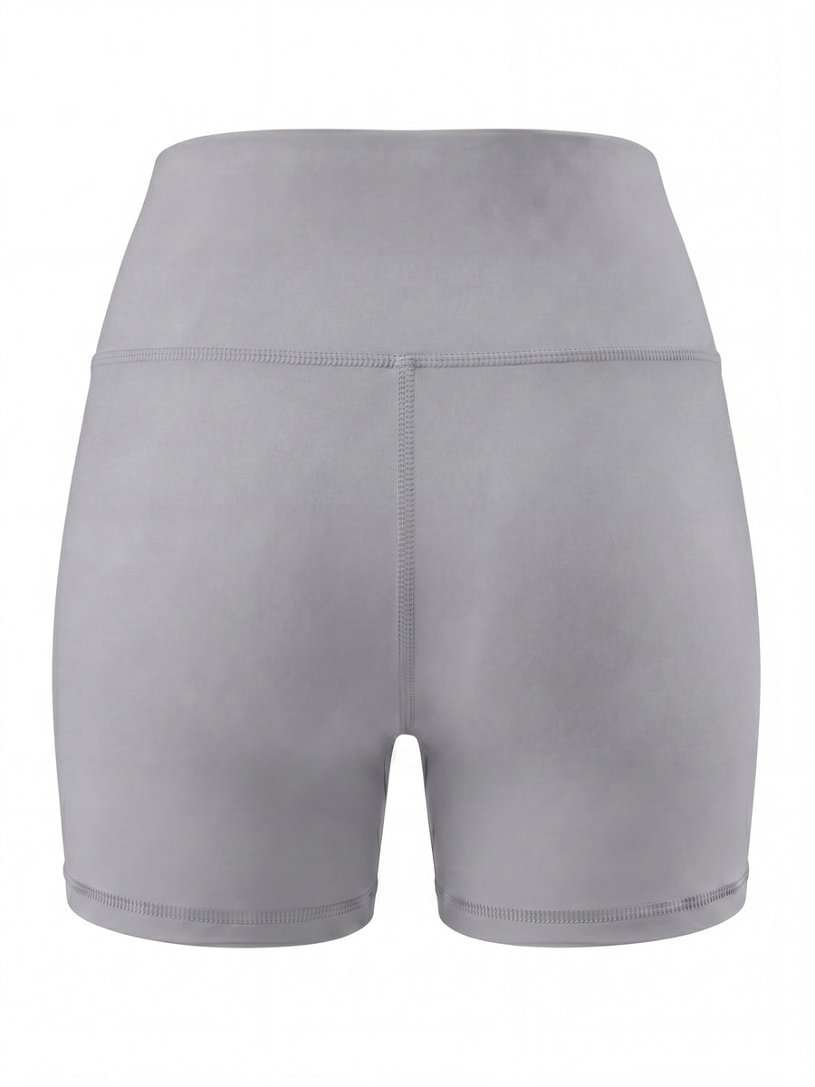 Summer Fashion Women's High-Waist 3-Inch Shorts with Pockets, Moisture-Wicking Summer Style - Anti-See-Through, Tummy Control, Non-Slip Waistband - Light Grey