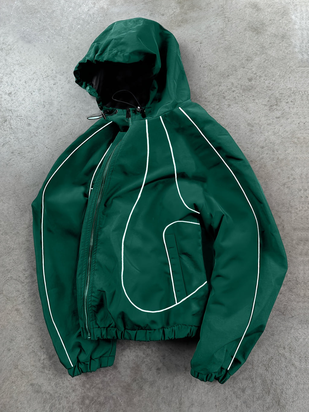 New Autumn/Winter Men's Trendy Hooded Casual Sport Jacket, Loose Fit Fashionable Versatile Jacket with Full-Body Drawstring Design, Outerwear Windbreaker JK5689 - Green