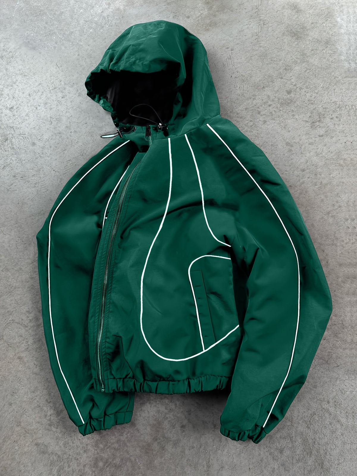 New Autumn/Winter Men's Trendy Hooded Casual Sport Jacket, Loose Fit Fashionable Versatile Jacket with Full-Body Drawstring Design, Outerwear Windbreaker JK5689 - Green