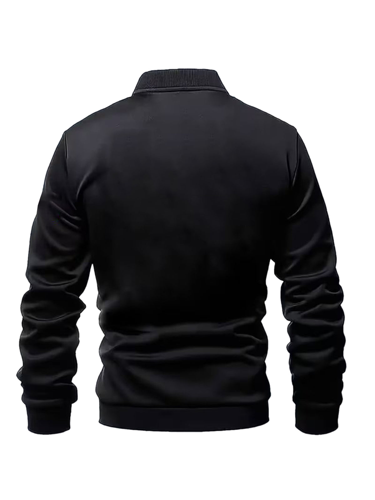 Slim-fit Versatile Men's Jacket, Featuring a Simple Handwritten Pattern, Men's Zip-up Jacket, Comfortable Casual Style, Suitable for Outdoor Activities - Black