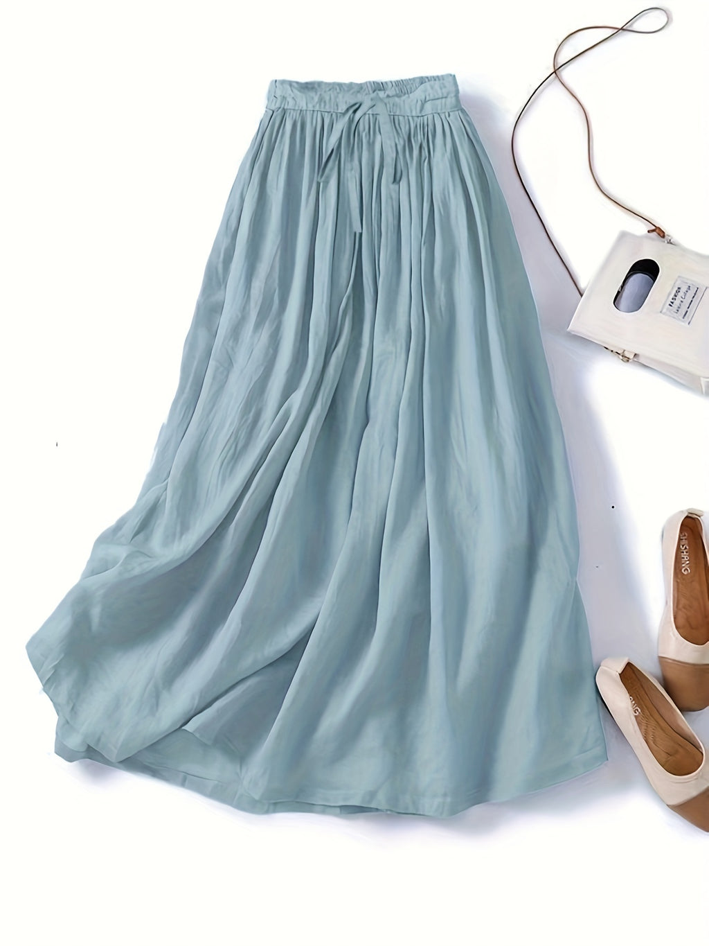 Fashion Casual Comfortable Tie-Waist Skirt - Gray Blue