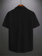 Men's Summer Casual Short-Sleeve Shirt, Jacquard Cardigan, for Daily Commuting, Casual and Relaxed, Loose and Breathable, for Fishing, Basketball, Camping, Beach - Black