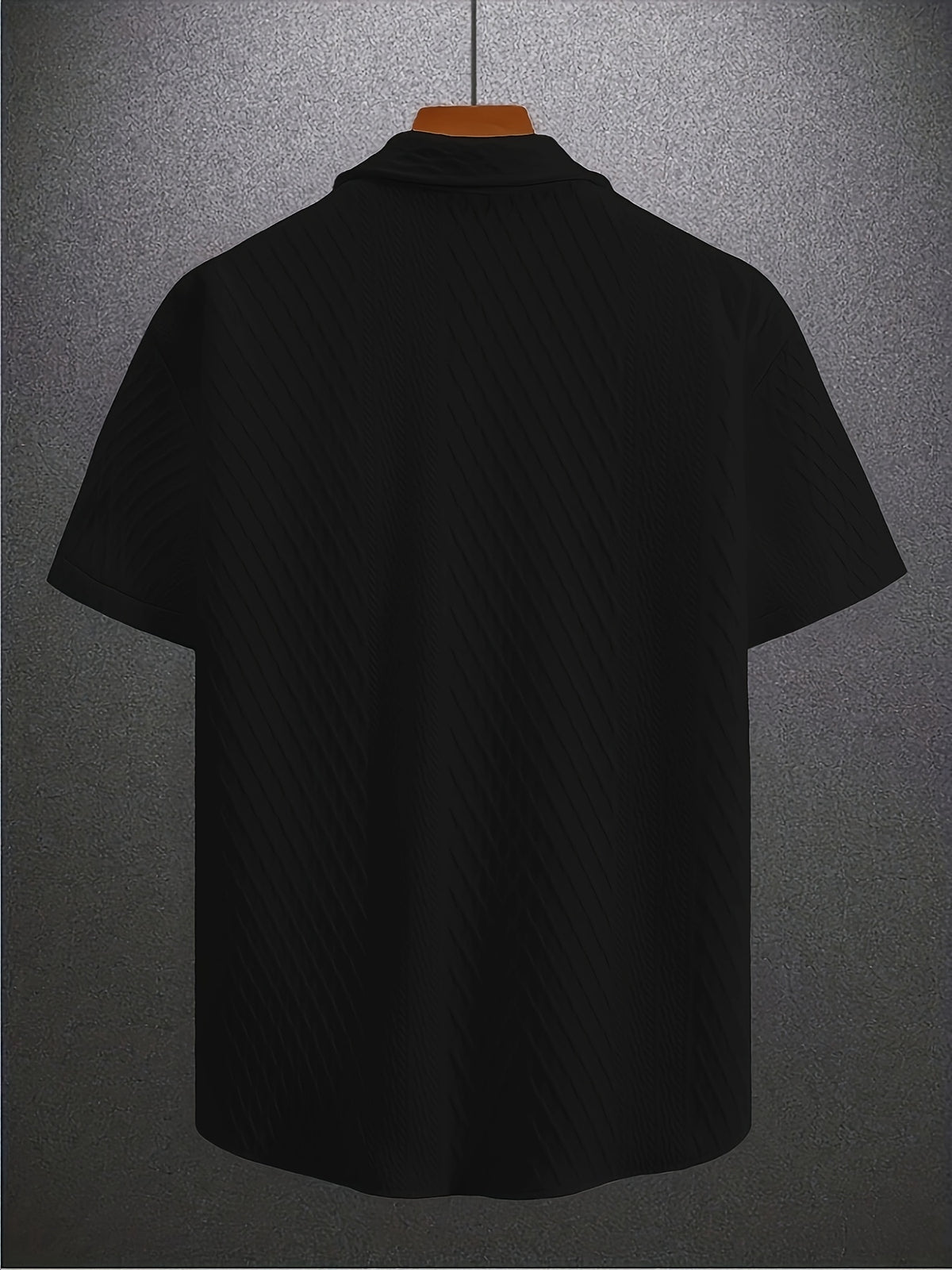 Men's Summer Casual Short-Sleeve Shirt, Jacquard Cardigan, for Daily Commuting, Casual and Relaxed, Loose and Breathable, for Fishing, Basketball, Camping, Beach - Black
