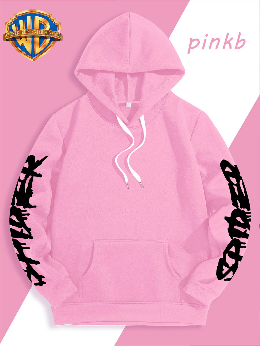 Warner Bros Official Halloween Gift Selection: Classic Spider Print Trendy Sweatshirt for Men, a Stylish and Versatile Hoodie, Comfortable -Lined Warm Autumn/Winter Apparel, Ideal for Sports, Outdoor Outings, Travel, Daily Commuting, and Home Use. - Pink Color