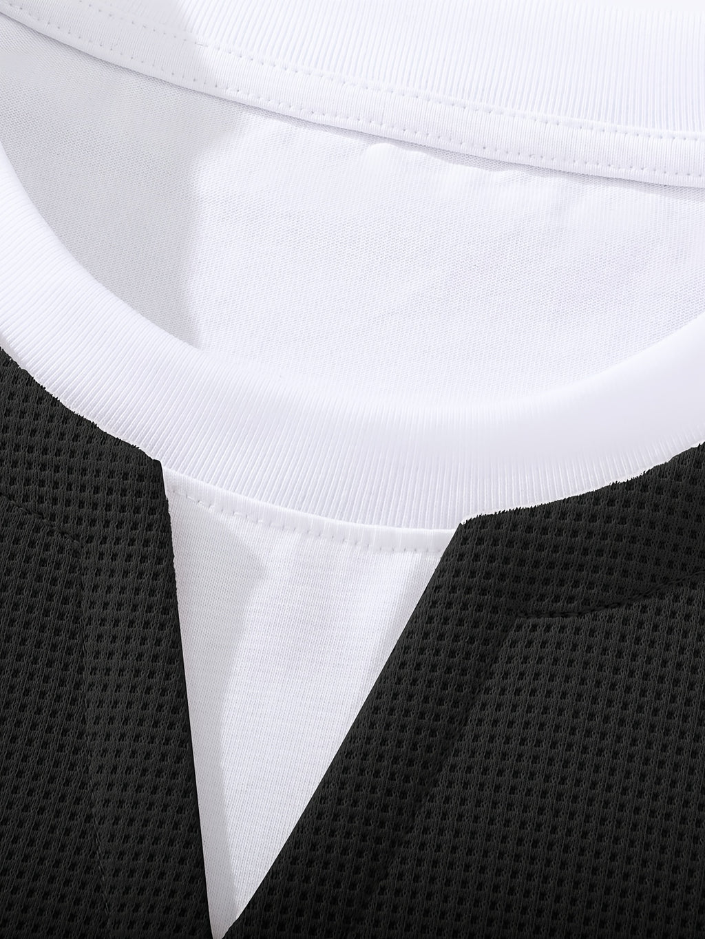 Men'S Waffle Short Sleeve T-Shirt 2Pcss Set, 3D Checkered Design with Fake 2Pcss Neckline, Casual All-Match Summer Essential - Black + Apricot