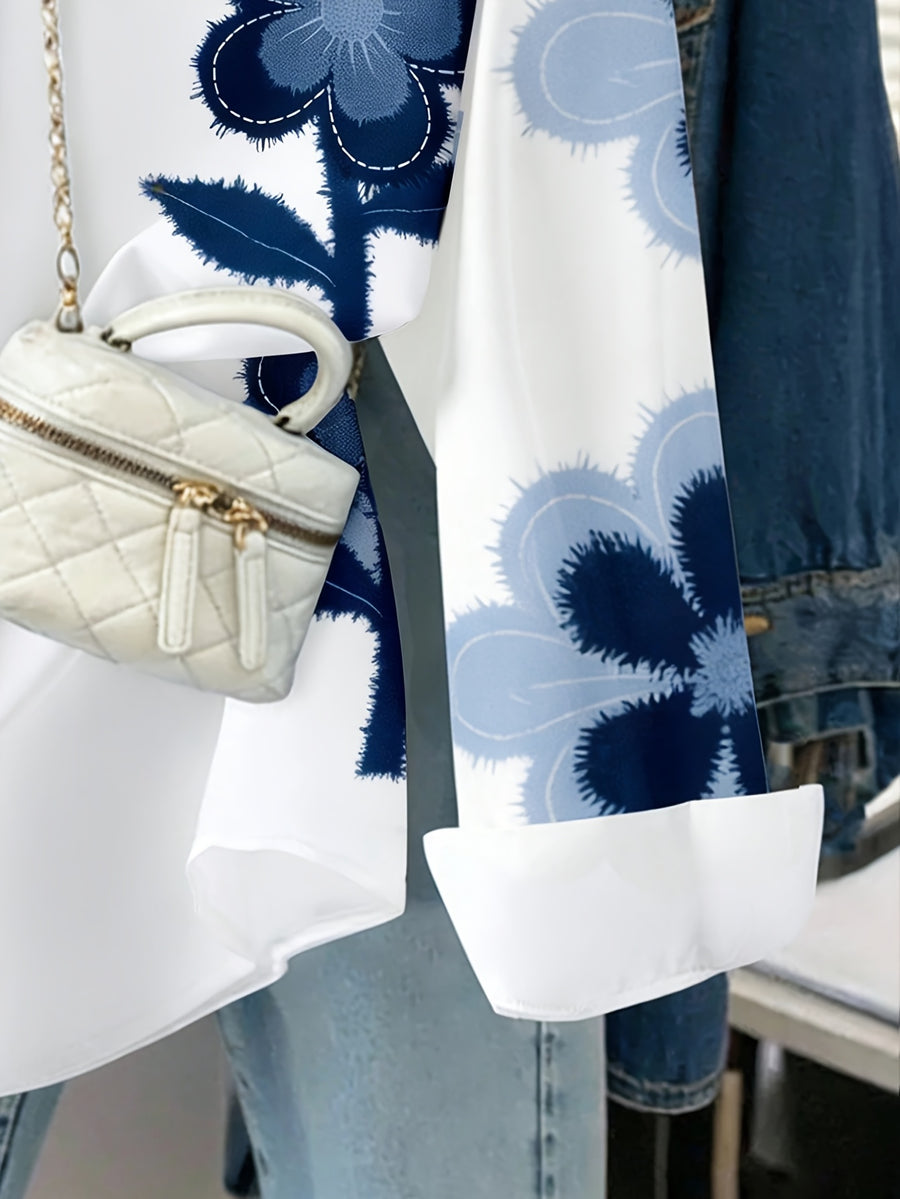 Fashion Casual Long Sleeve Floral Print Loose Women'S Shirt - Mixed colors