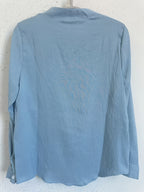 Elegant Special Edition Women'S Blouse - Long Sleeve Button-Up Solid Shirt, Breathable, Comfortable, Soft, Round Neck, Medium Stretch And Machine Washable, Suitable for Office, Commute, Or Formal Events, Refined Casual - Lake Blue