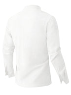 [Mai Qiqi OBM] Men'S Beach Vacation Shirt Stand-Up Collar Linen Lace Texture Long-Sleeved Top Light And Breathable Summer Vacation Outfit - White