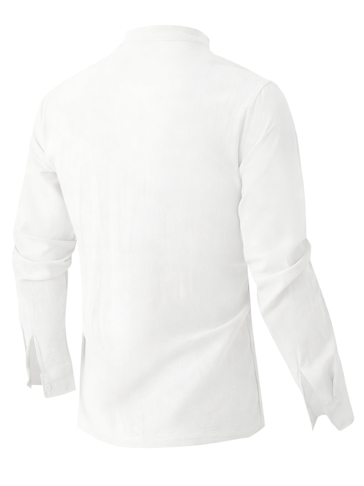 [Mai Qiqi OBM] Men'S Beach Vacation Shirt Stand-Up Collar Linen Lace Texture Long-Sleeved Top Light And Breathable Summer Vacation Outfit - White