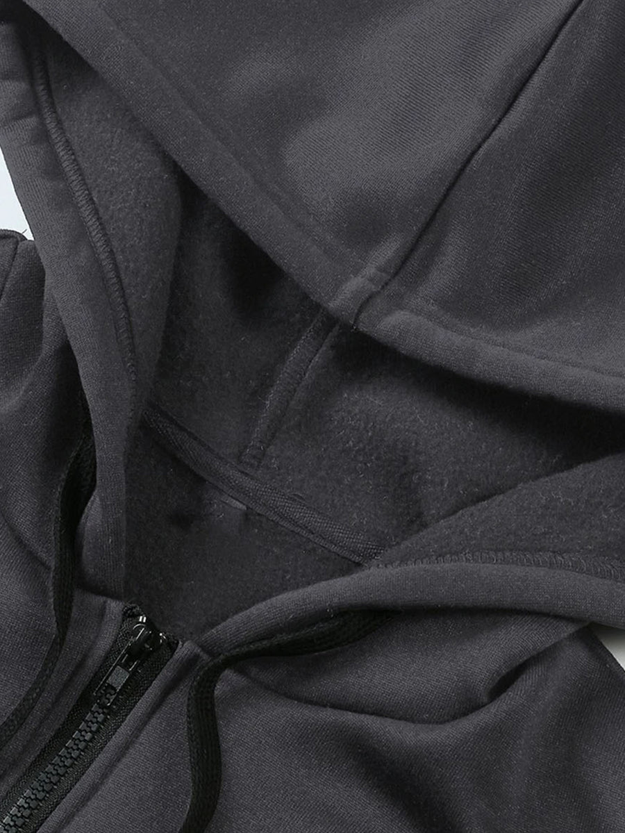 2026 Women's Hoodie DC Batman Catwoman Character Bat Logo Print Zip-Up Open Front Hooded Top Trendy Women's Jacket - Grey