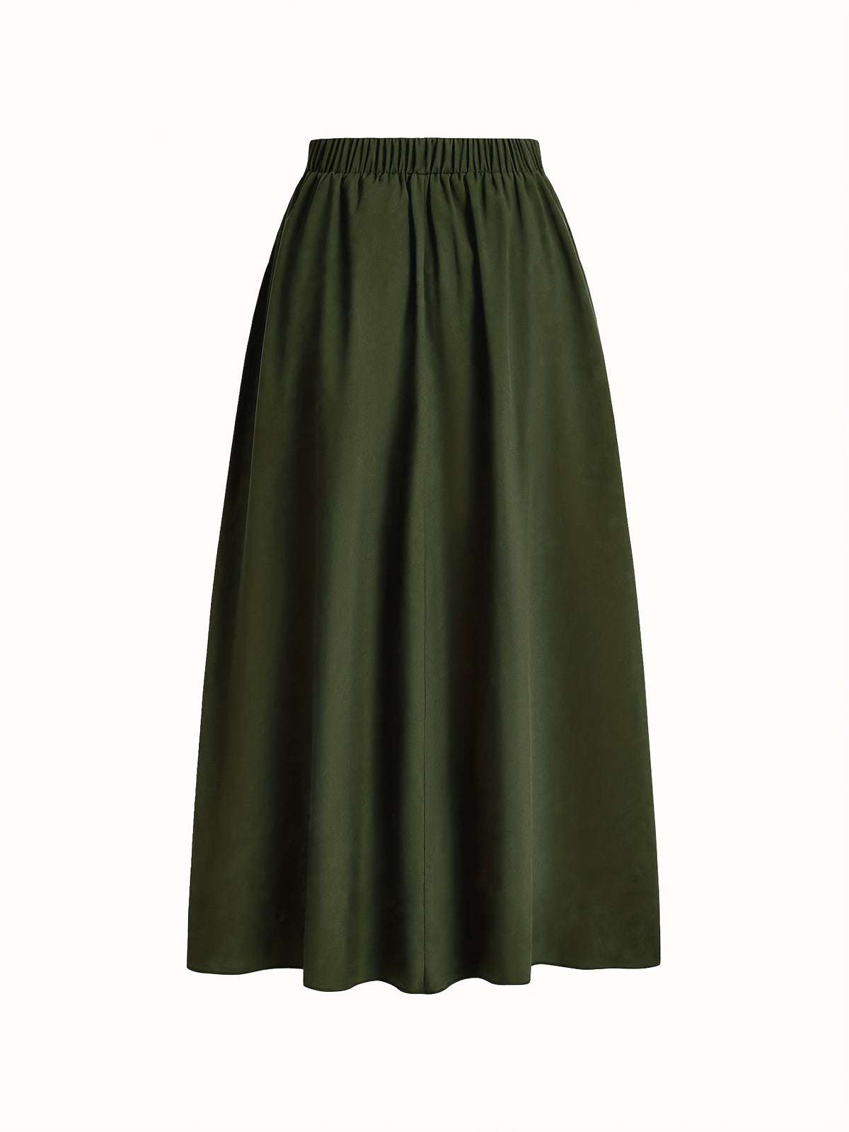 Women'S Solid Color Long Skirt | Casual High-Waist A-Line Skirt with Flowy Design for All Seasons - olive drab