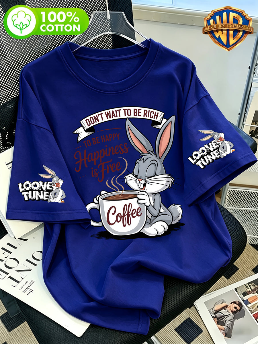 Authorized by Warner Bros., Printed 100% Pure T-Shirt, American Retro Casual Short Sleeve Shirt, Men'S 100% Pure Comfortable And Versatile Loose Summer Short Sleeve T-Shirt, Suitable for Outdoor Sports And Gym Wear - Royal Blue