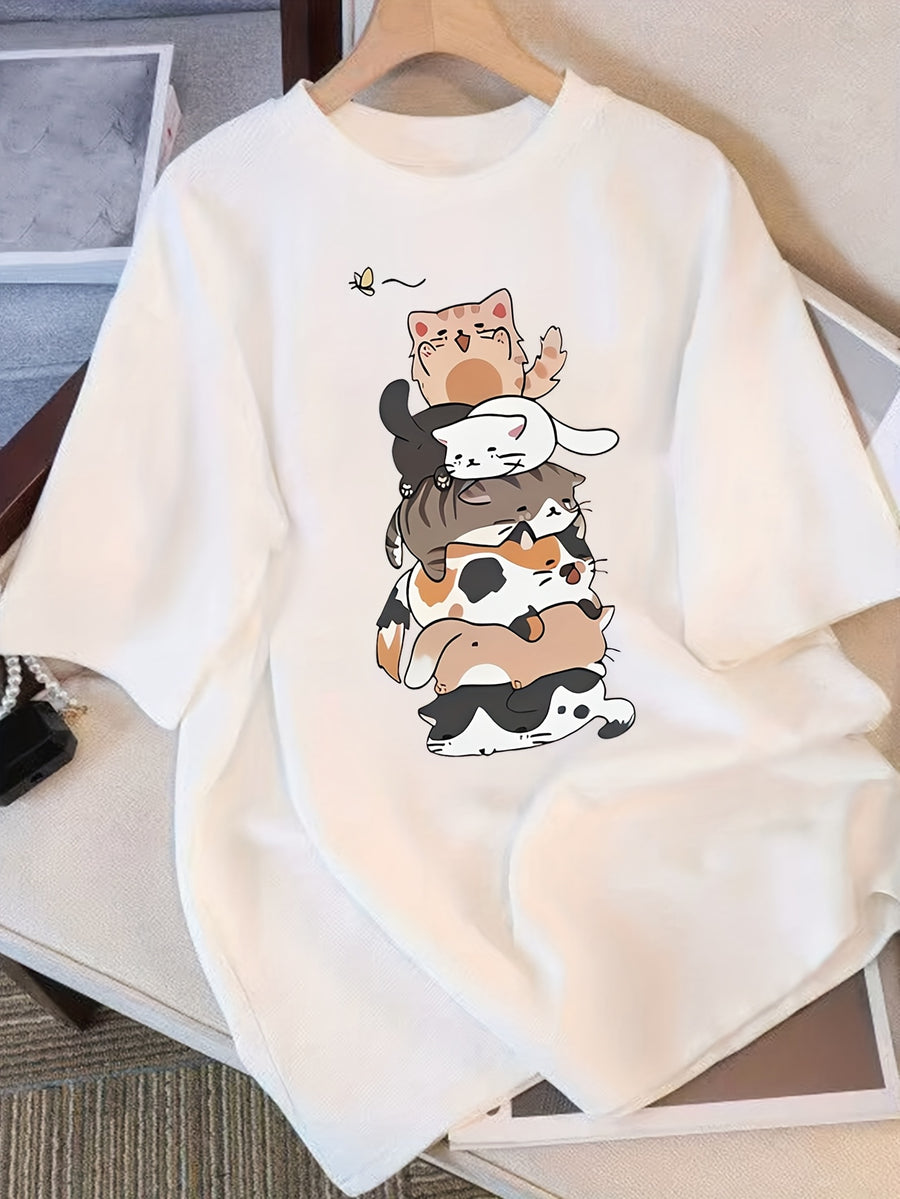 Pure T-shirt for Women Short-sleeved Niche Design and Design Print 2025 Summer New Loose Half-sleeved Slim Top for Women - White