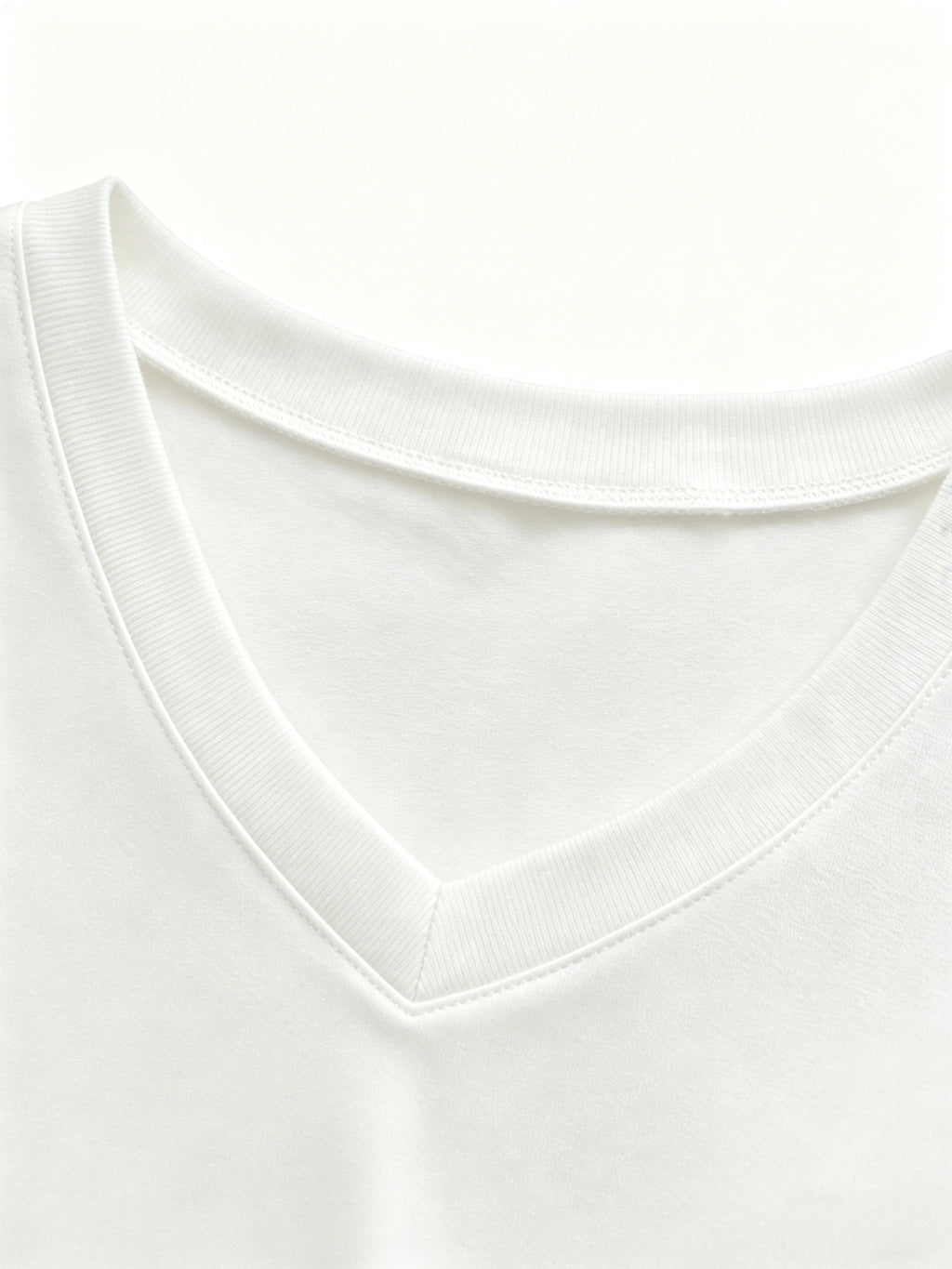 100% Men's V-neck Long-sleeve T-shirt, Men's Knitted Sweatshirt, Casual Sportswear Outdoor Top - White