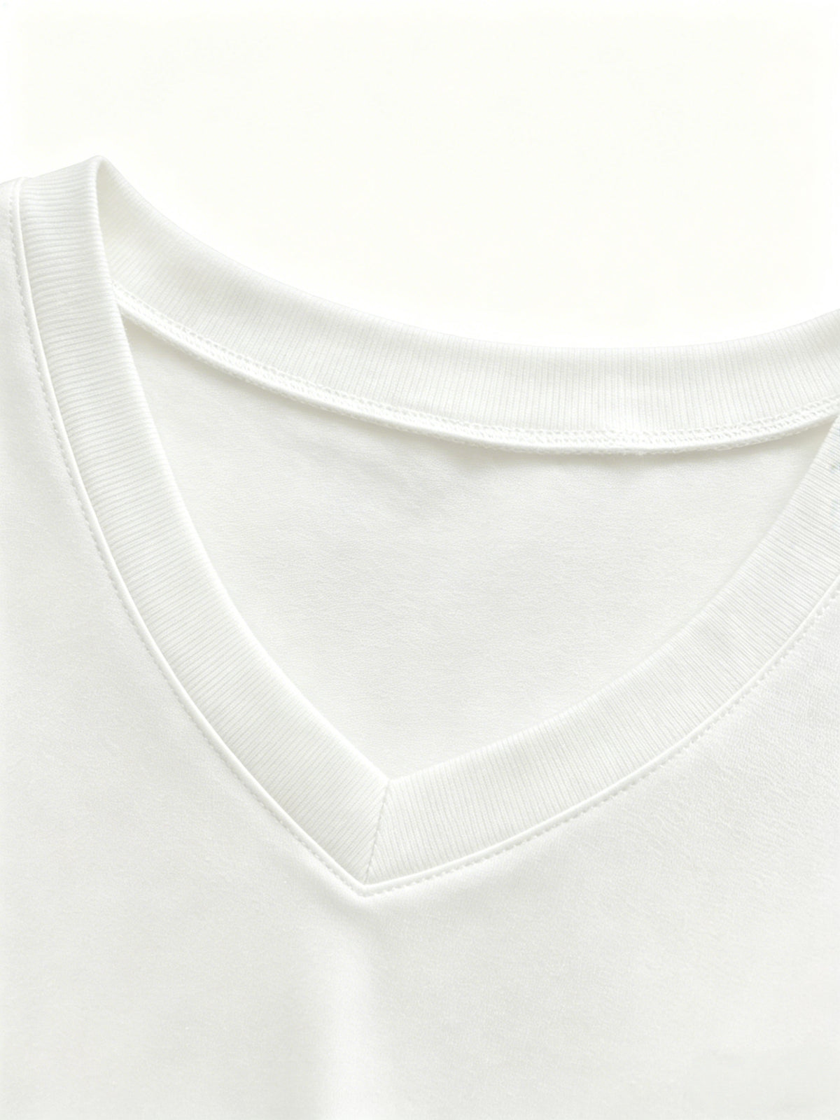 100% Men's V-neck Long-sleeve T-shirt, Men's Knitted Sweatshirt, Casual Sportswear Outdoor Top - White