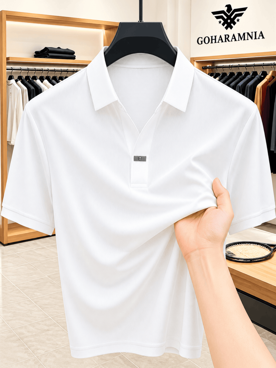 Men'S Luxury Notch Collar Polo Shirt, Thin Cool Wrinkle-Free Quick Dry Short Sleeve, Father'S Day Gift for Fishing Men'S Clothing - White