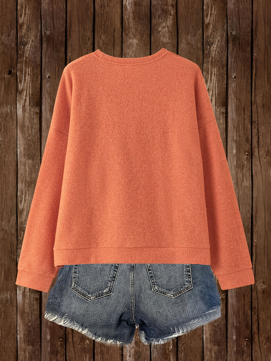 Autumn And Winter Animal Cartoon Pattern Printed Design Women'S Casual Warm Round Neck Sweater for The Fall And Winter Season - Orange